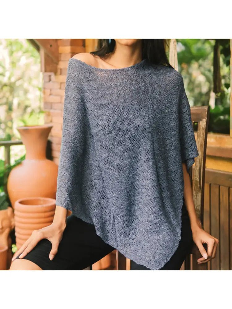 Denim Double Knit PonchoPosh Boutique