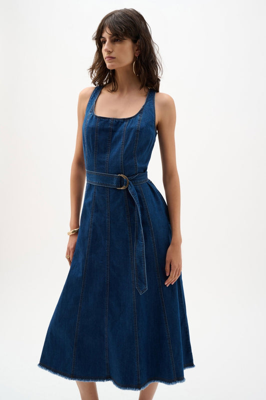 Denim Fit and Flare Midi DressDressesPosh Boutique