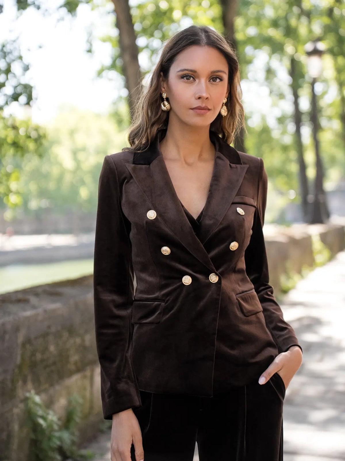 Double Breasted Velvet BlazerPosh Boutique