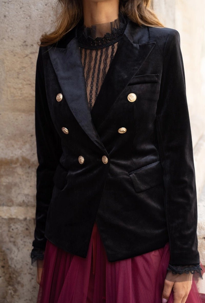 Double Breasted Velvet BlazerJacketsPosh Boutique