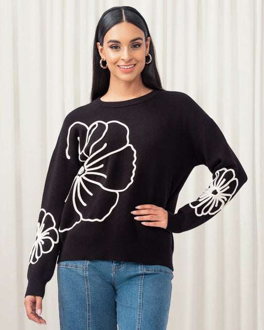 Elena Wang Floral SweaterSweatersPosh Boutique