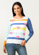 Elena Wang Striped Heart SweaterSweatersPosh Boutique