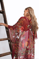 Ellemairco Wild Bloom Merlot KimonoJacketsPosh Boutique