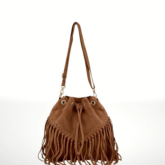Emanuela Suede Fringe Leather BagHandbagsPosh Boutique