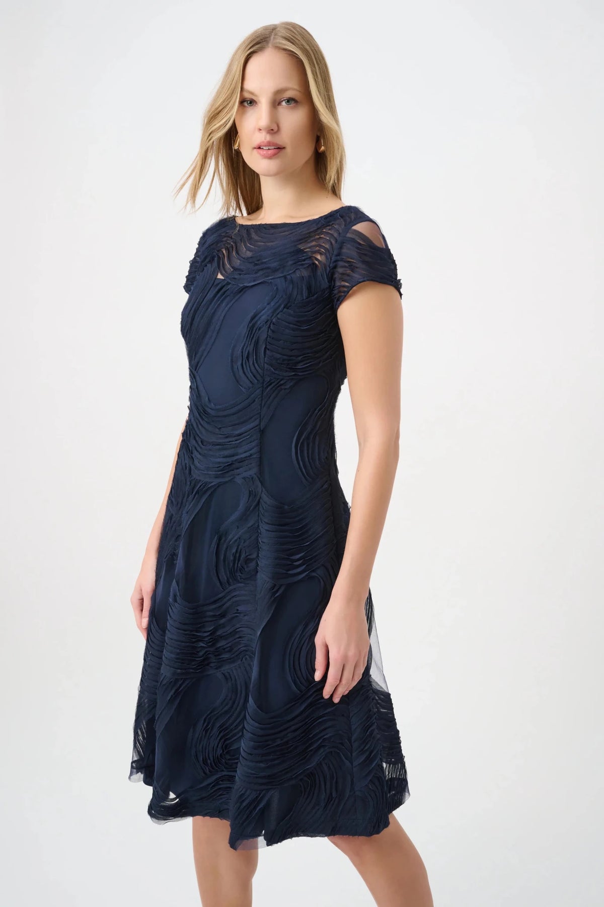 Embroideered Swirl Fit & Flare DressPosh Boutique