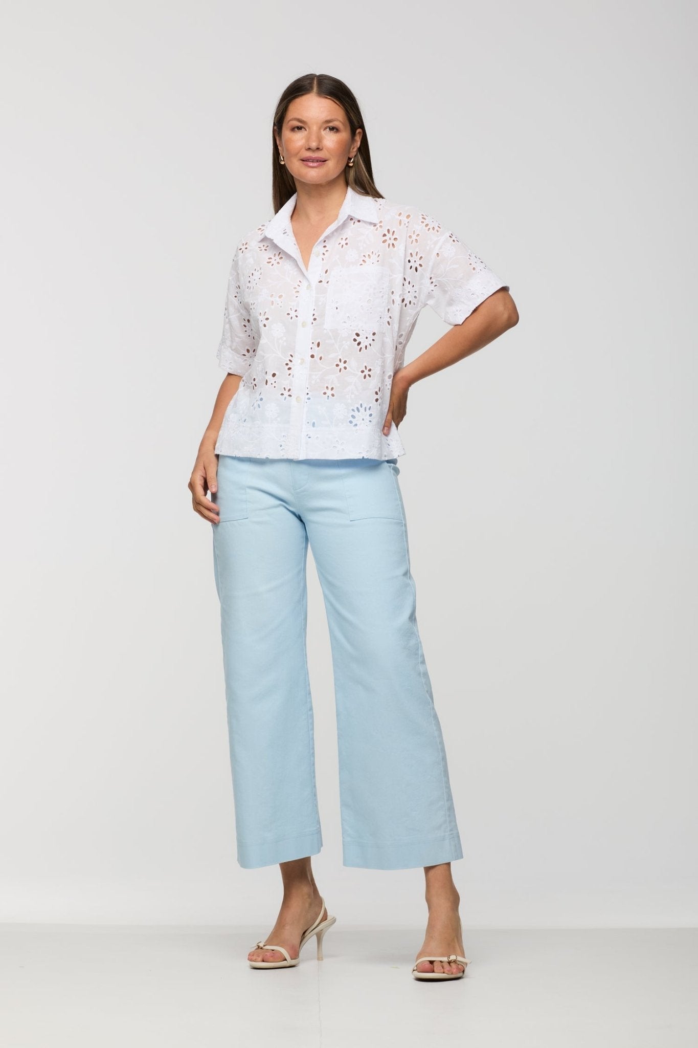 Eyelet Elbow ShirtPosh Boutique
