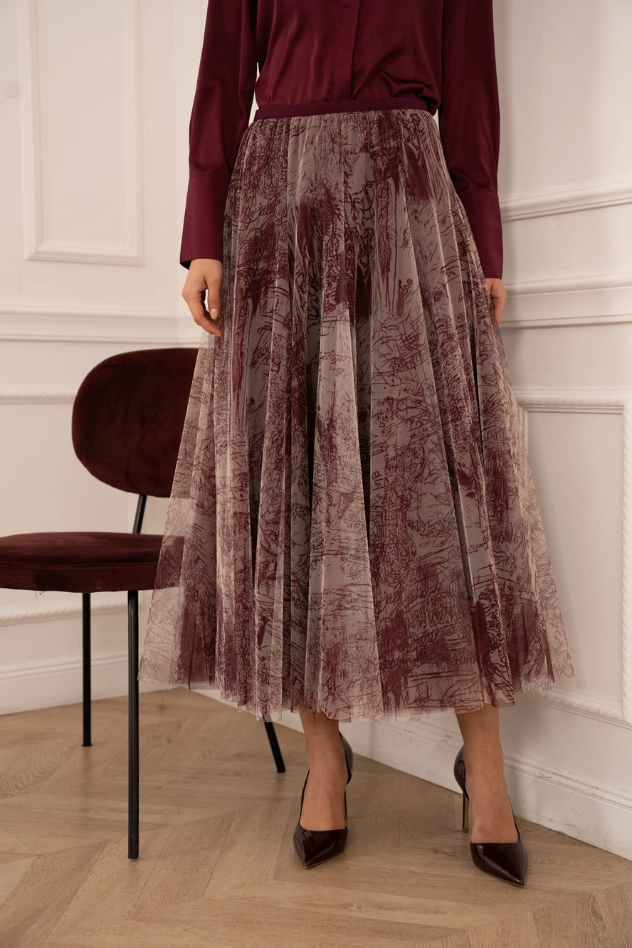 Toile Burgundy Tulle Skirt