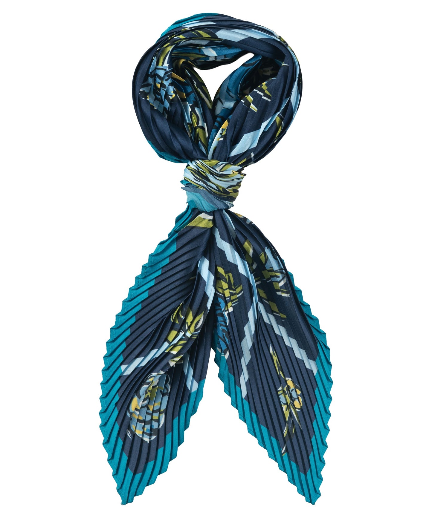 Floral Plaid Pleated Diamond ScarfPosh Boutique