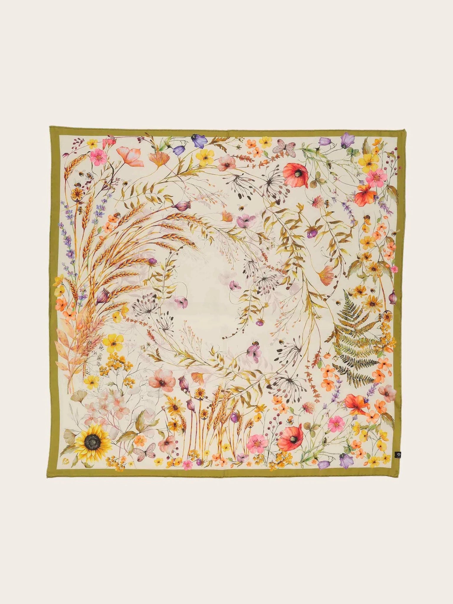 Flower and Plant Silk SquareScarvesPosh Boutique