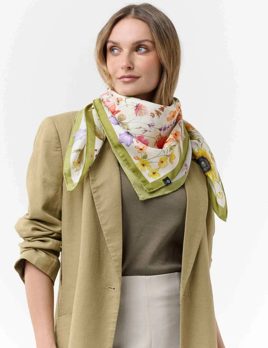 Flower and Plant Silk SquareScarvesPosh Boutique