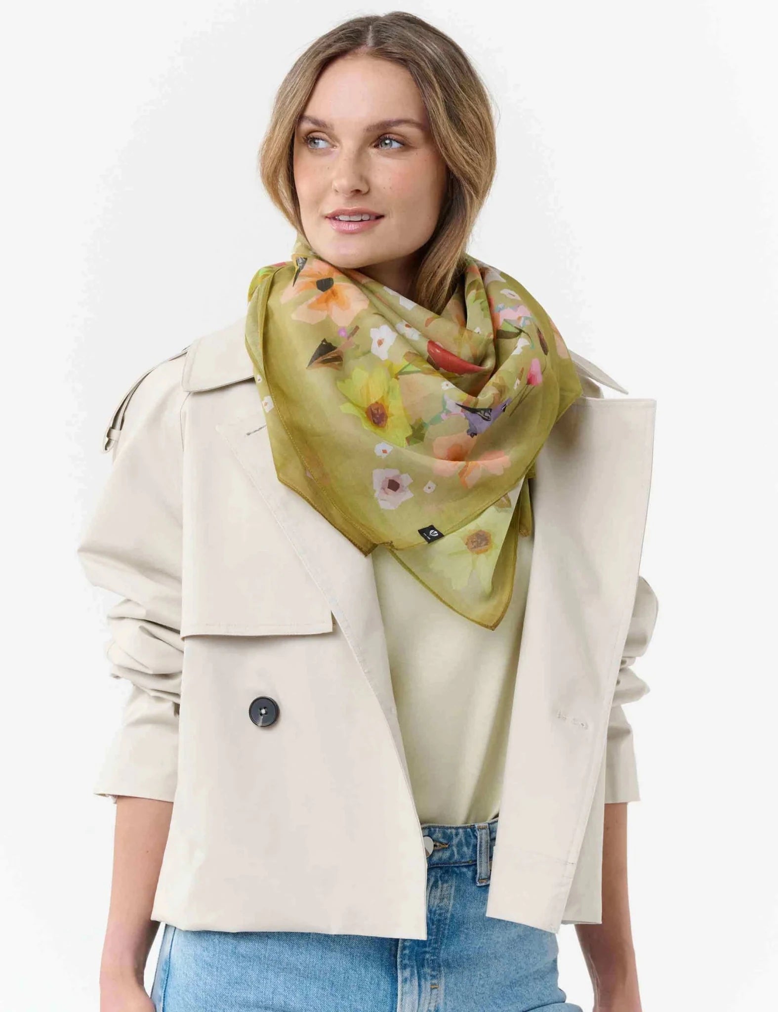 Flowers and Birds Square ScarfScarvesPosh Boutique