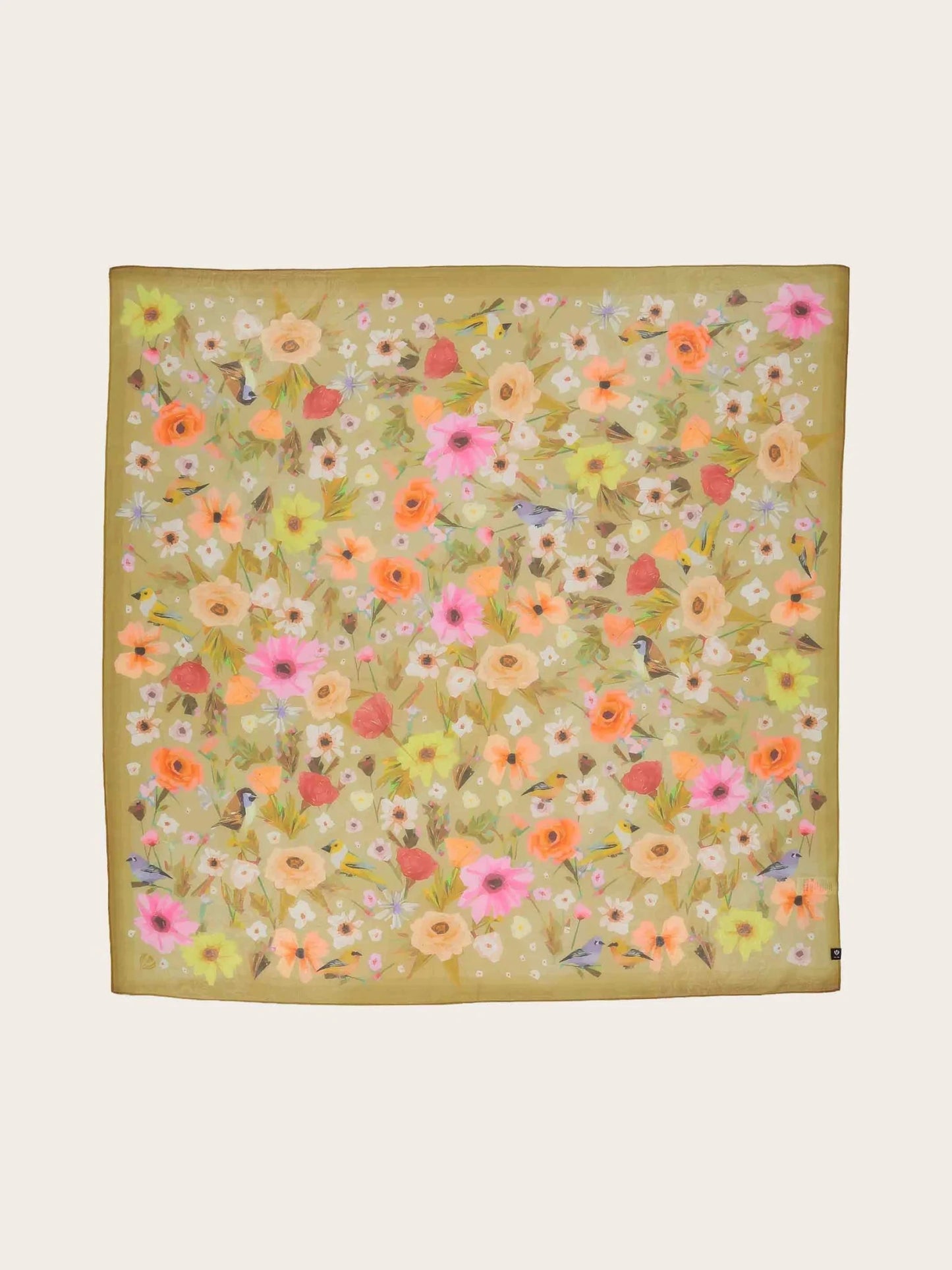 Flowers and Birds Square ScarfScarvesPosh Boutique