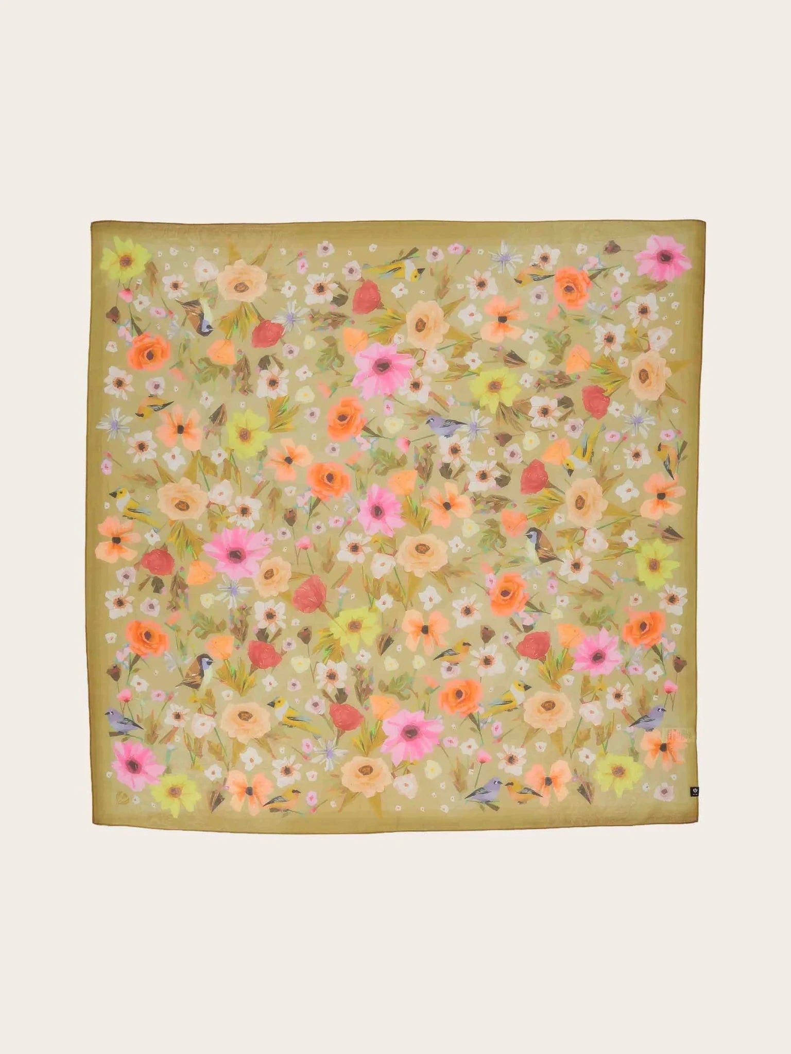 Flowers and Birds Square ScarfScarvesPosh Boutique