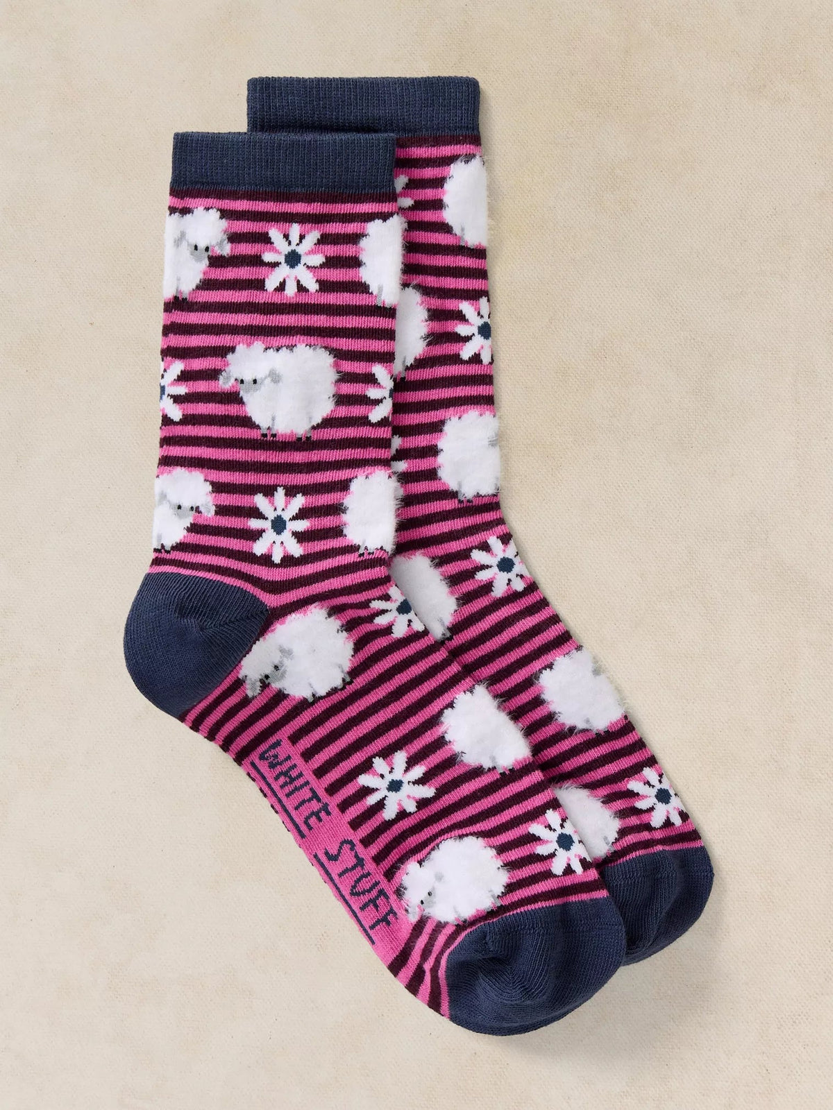 Fluffy Stripe Sheep Ankle SockPosh Boutique