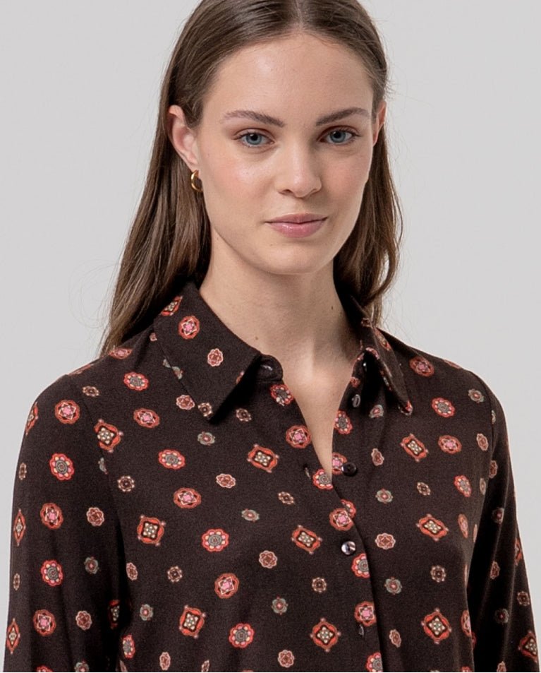 Foulard Print ShirtTopsPosh Boutique