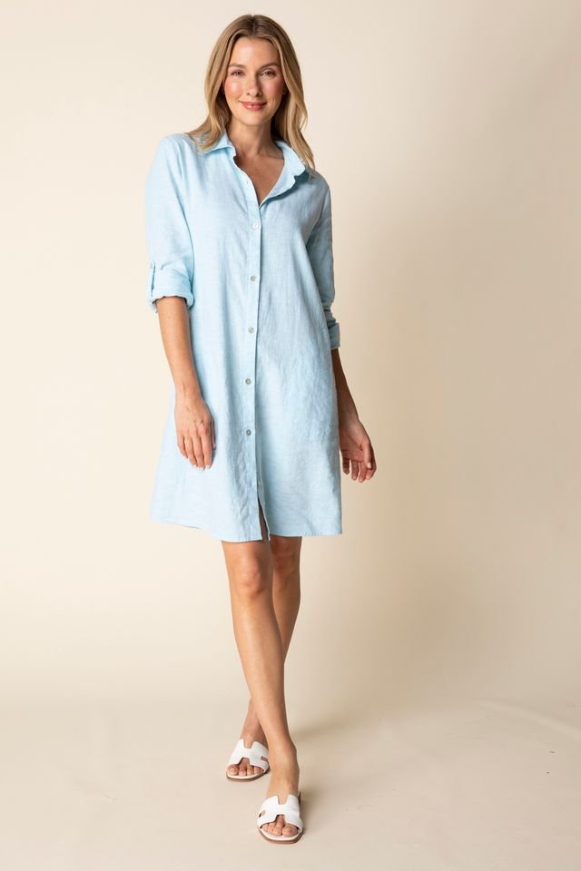Gathered Shirt DressDressesPosh Boutique