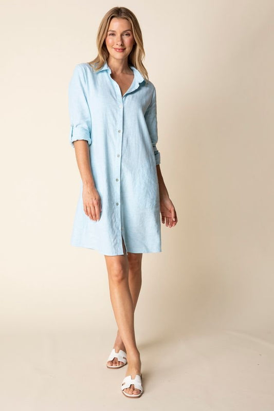 Gathered Shirt DressDressesPosh Boutique