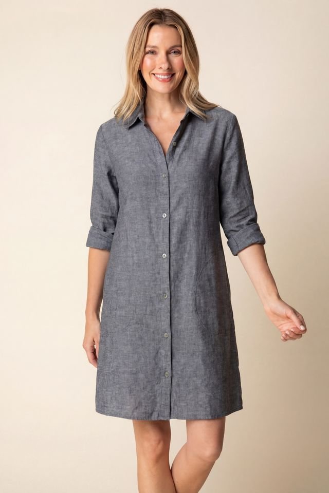 Gathered Shirt DressDressesPosh Boutique