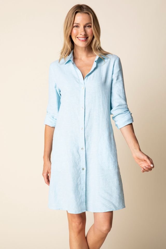 Gathered Shirt DressDressesPosh Boutique