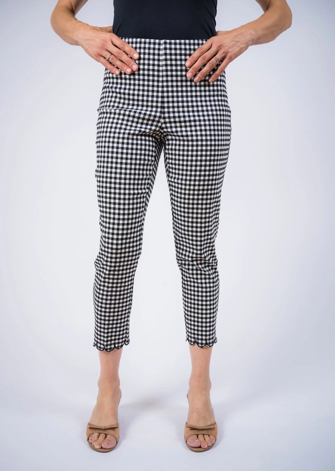 Gingham Scalloped Hem Crop PantBottomsPosh Boutique