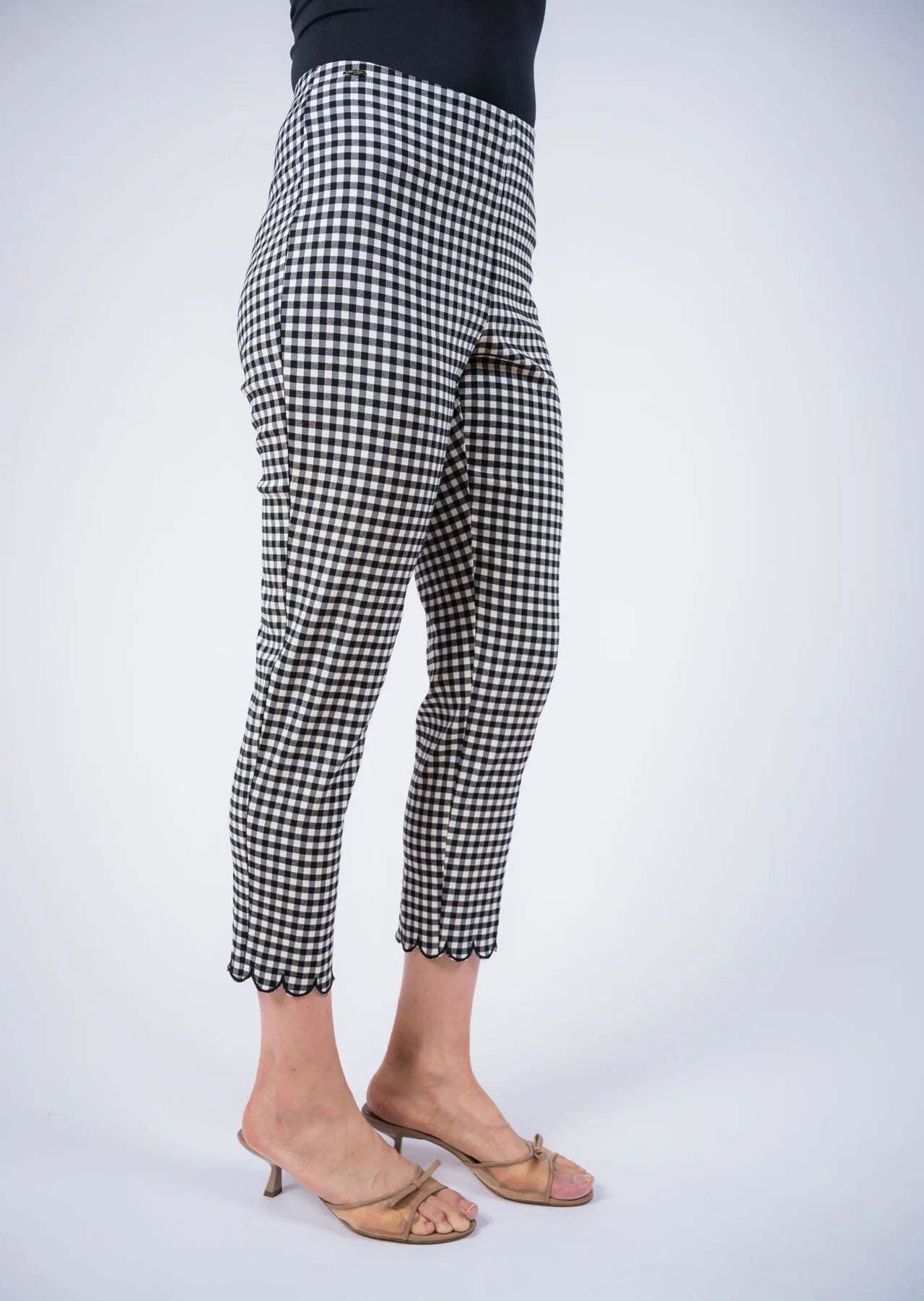 Gingham Scalloped Hem Crop PantBottomsPosh Boutique