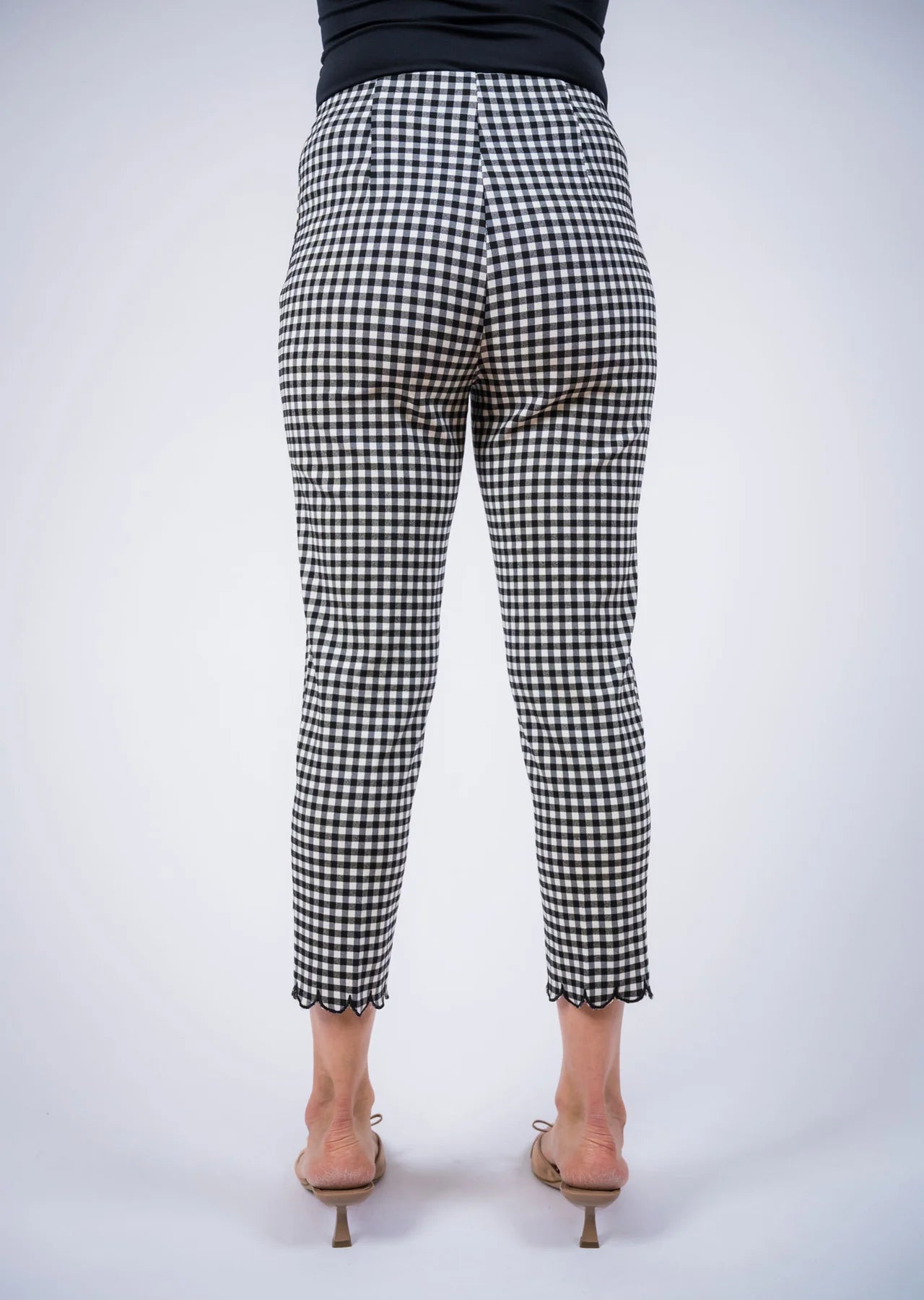 Gingham Scalloped Hem Crop PantBottomsPosh Boutique