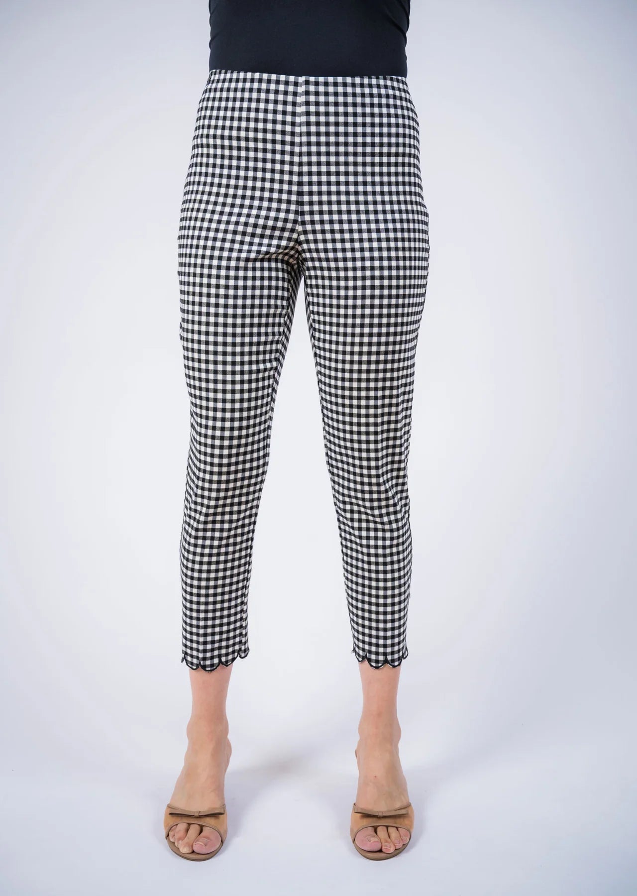 Gingham Scalloped Hem Crop PantBottomsPosh Boutique