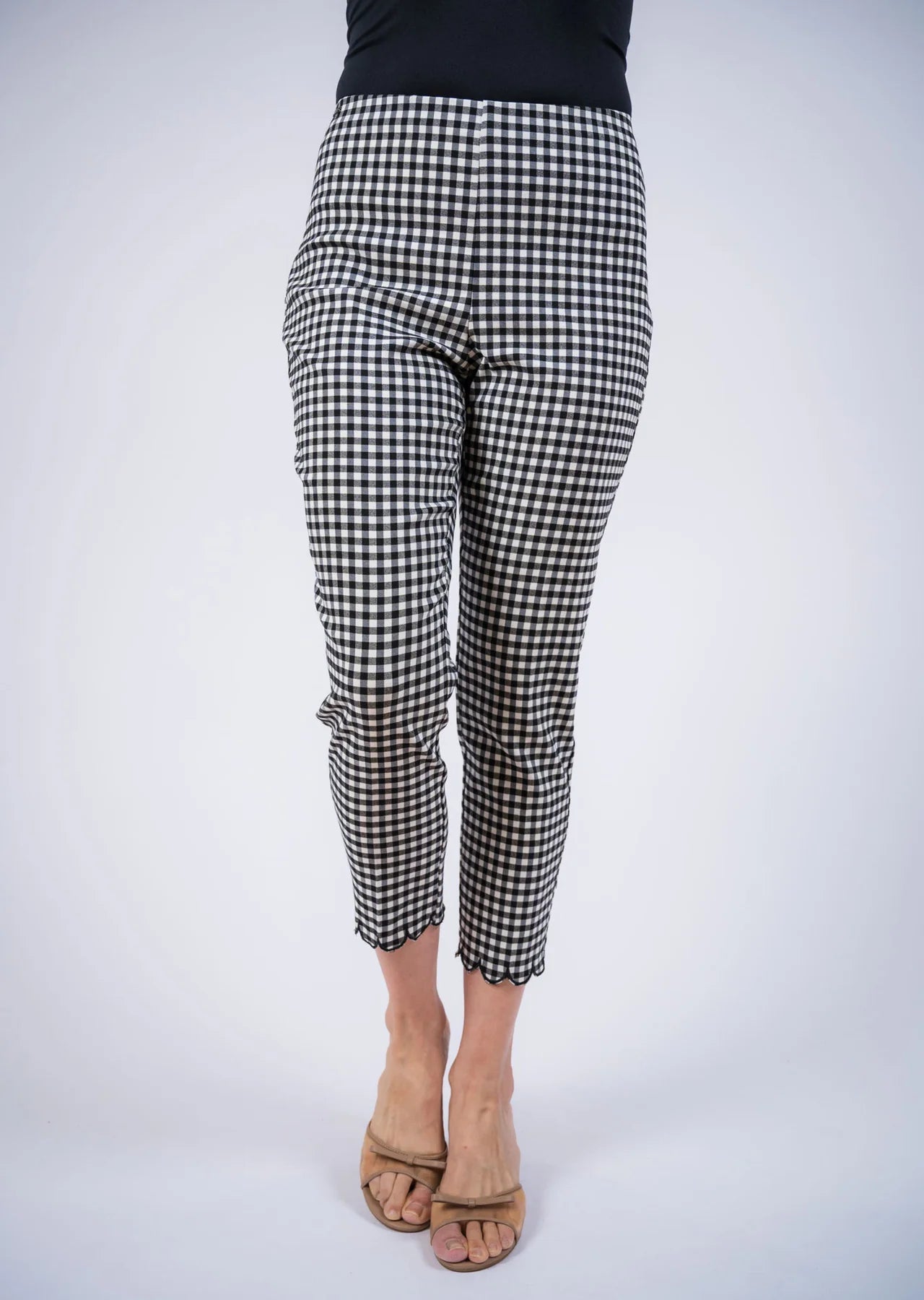 Gingham Scalloped Hem Crop PantBottomsPosh Boutique