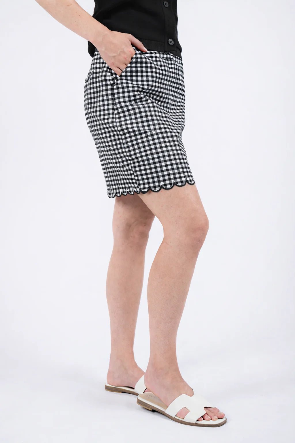Gingham Scalloped Hem SkortSkirtsPosh Boutique