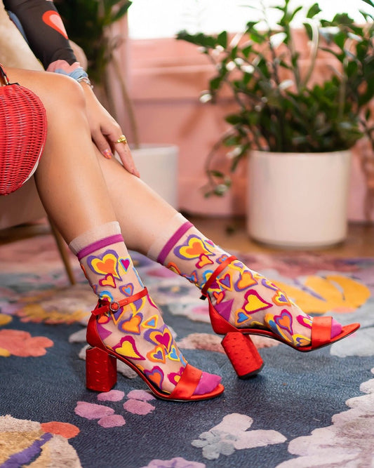 Hearts Ruffle Sheer SocksPosh Boutique