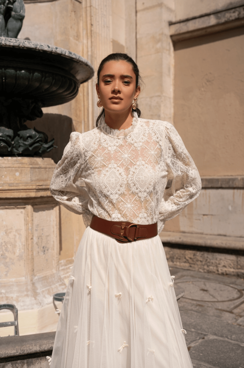 High-Neck Lace BlouseTopsPosh Boutique