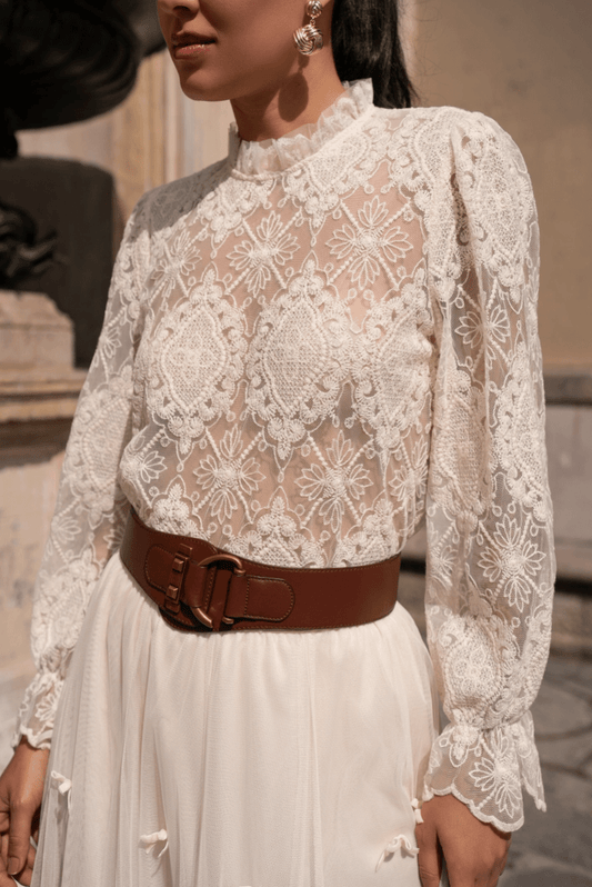 High-Neck Lace BlouseTopsPosh Boutique