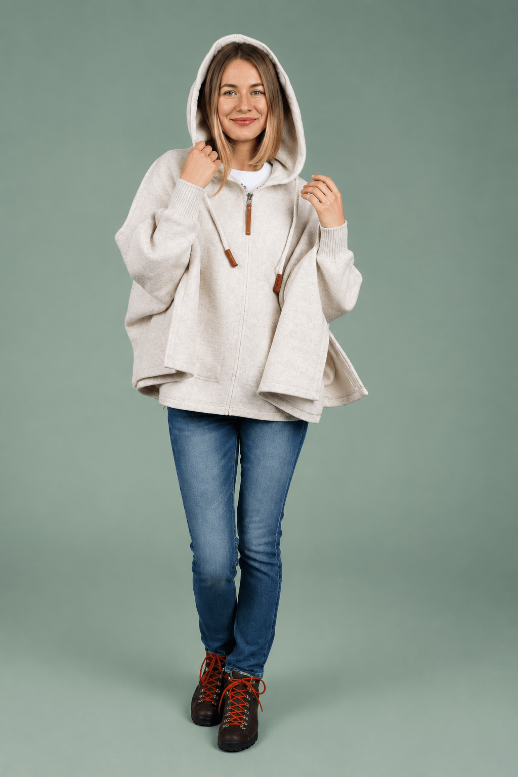 Hooded Full Zip PonchoSweatersPosh Boutique