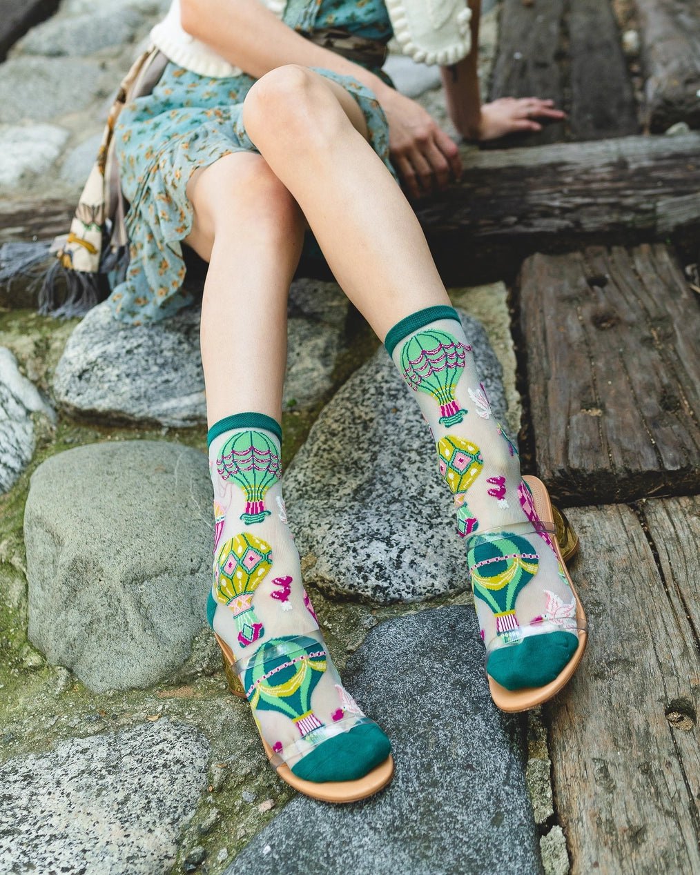 Hot Air Balloon Shimmer Sheer SocksPosh Boutique
