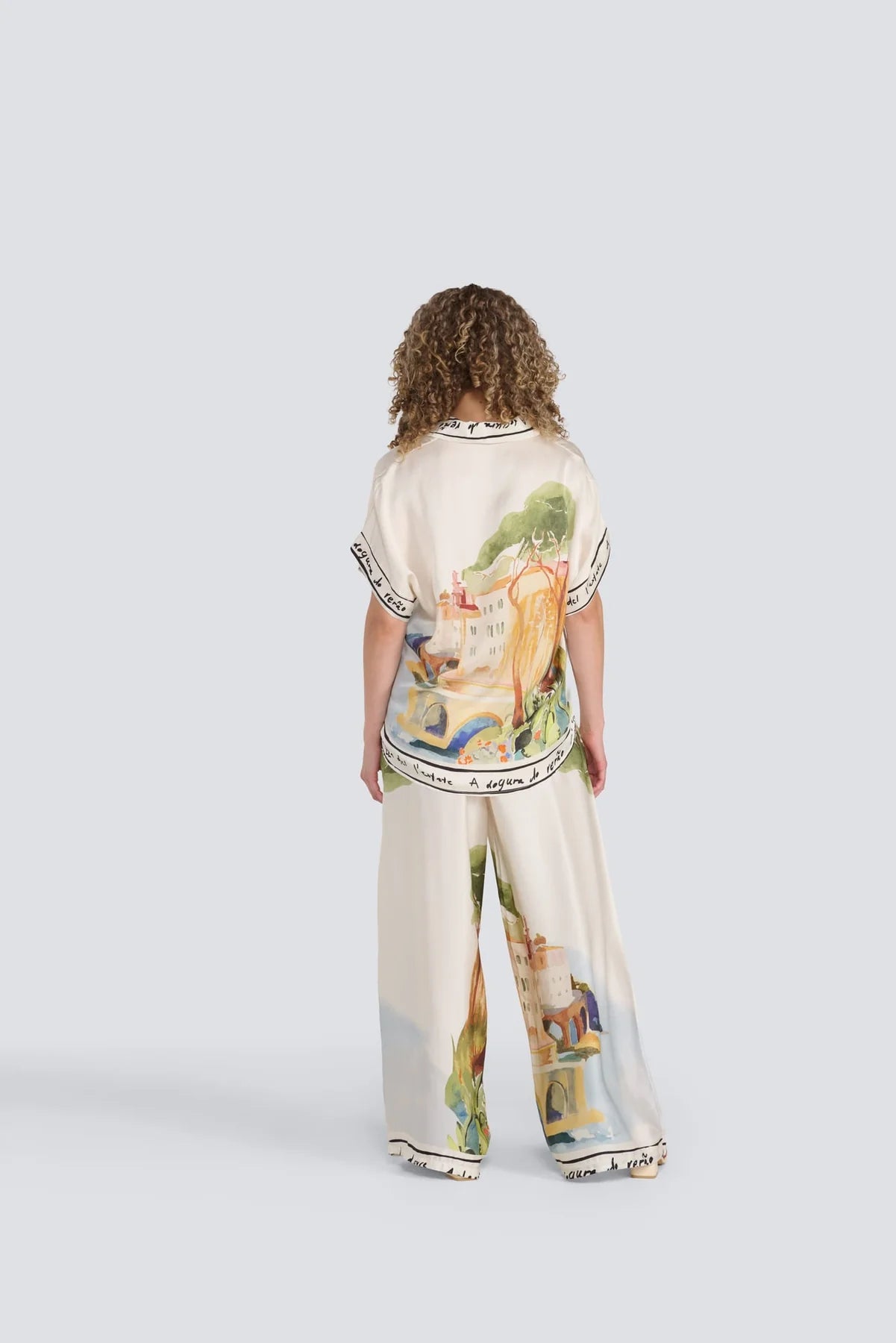 Italy Print Silk TopTopsPosh Boutique