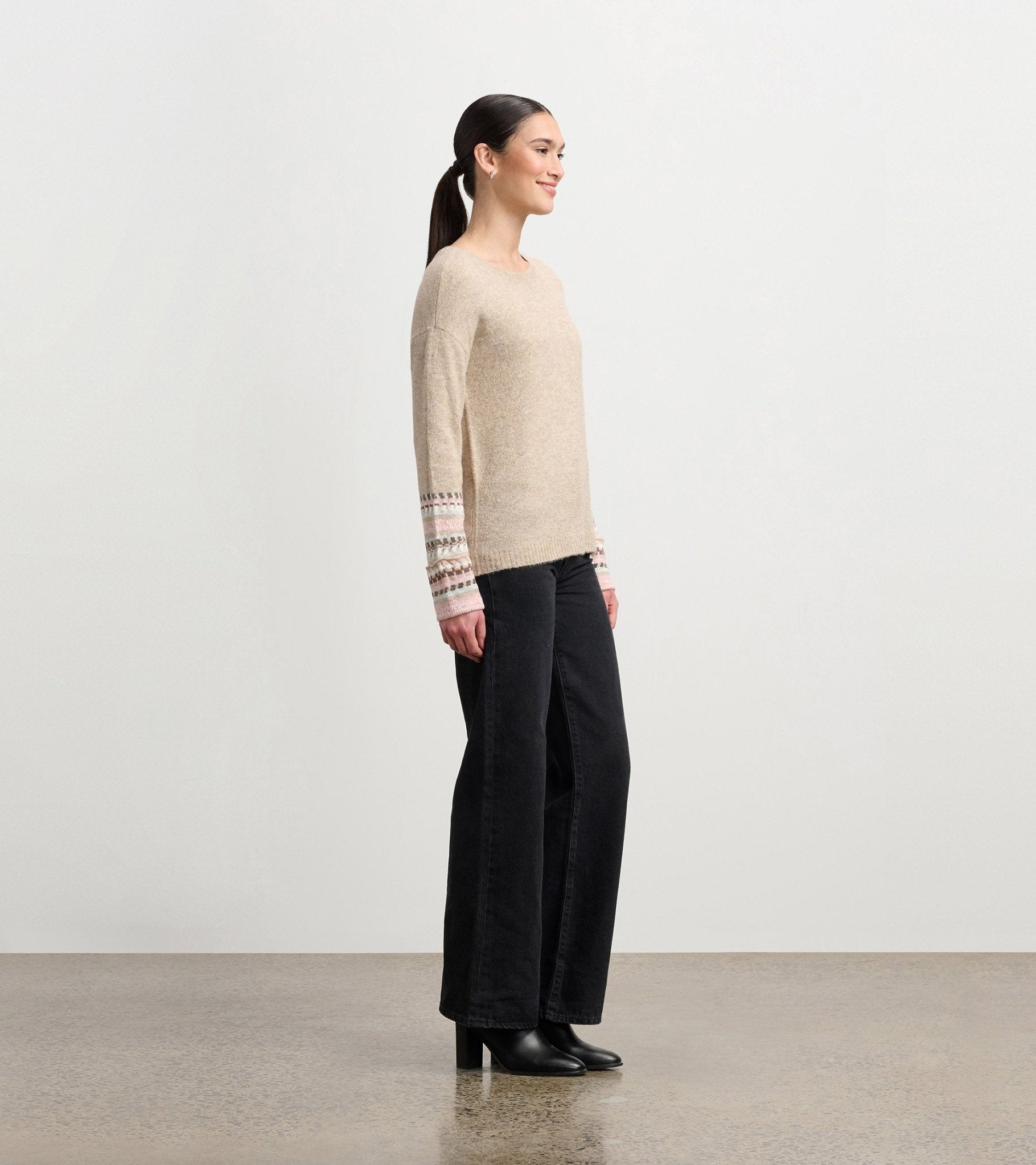 Jacquard Cuff Sleeve SweaterSweatersPosh Boutique