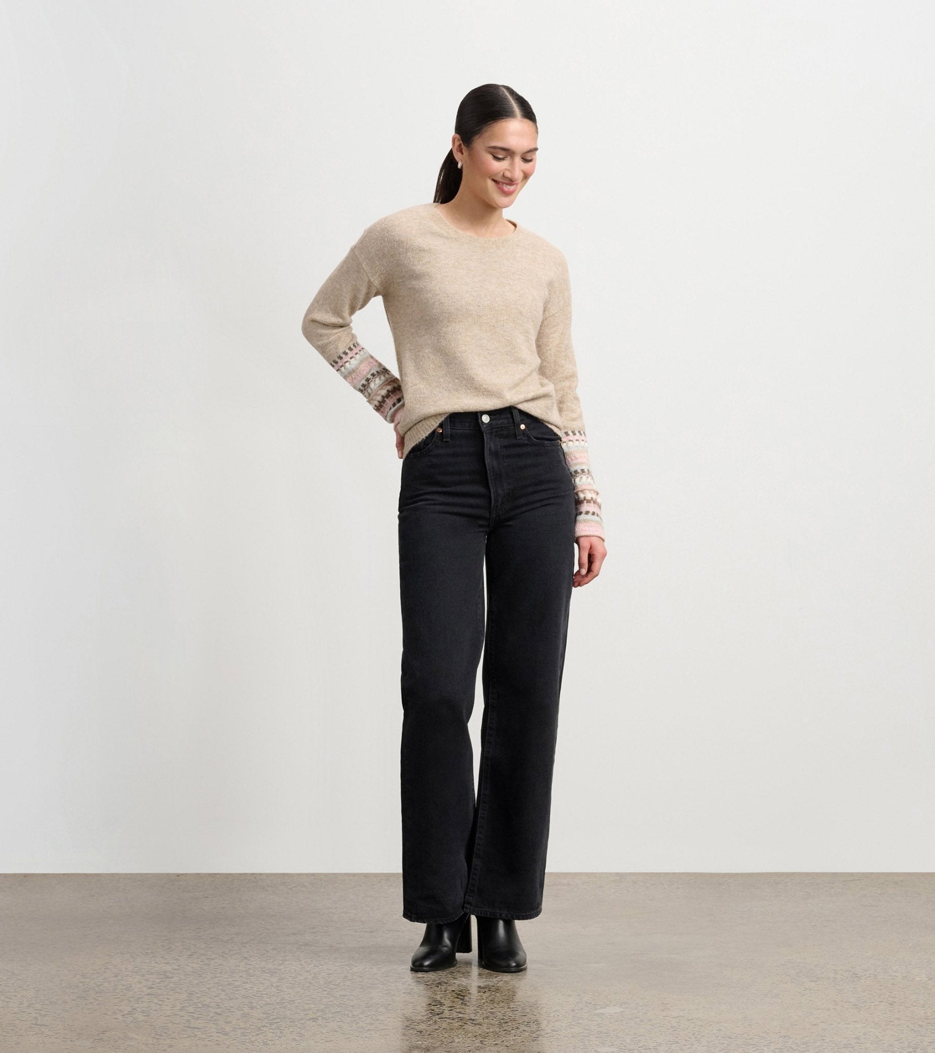 Jacquard Cuff Sleeve SweaterSweatersPosh Boutique