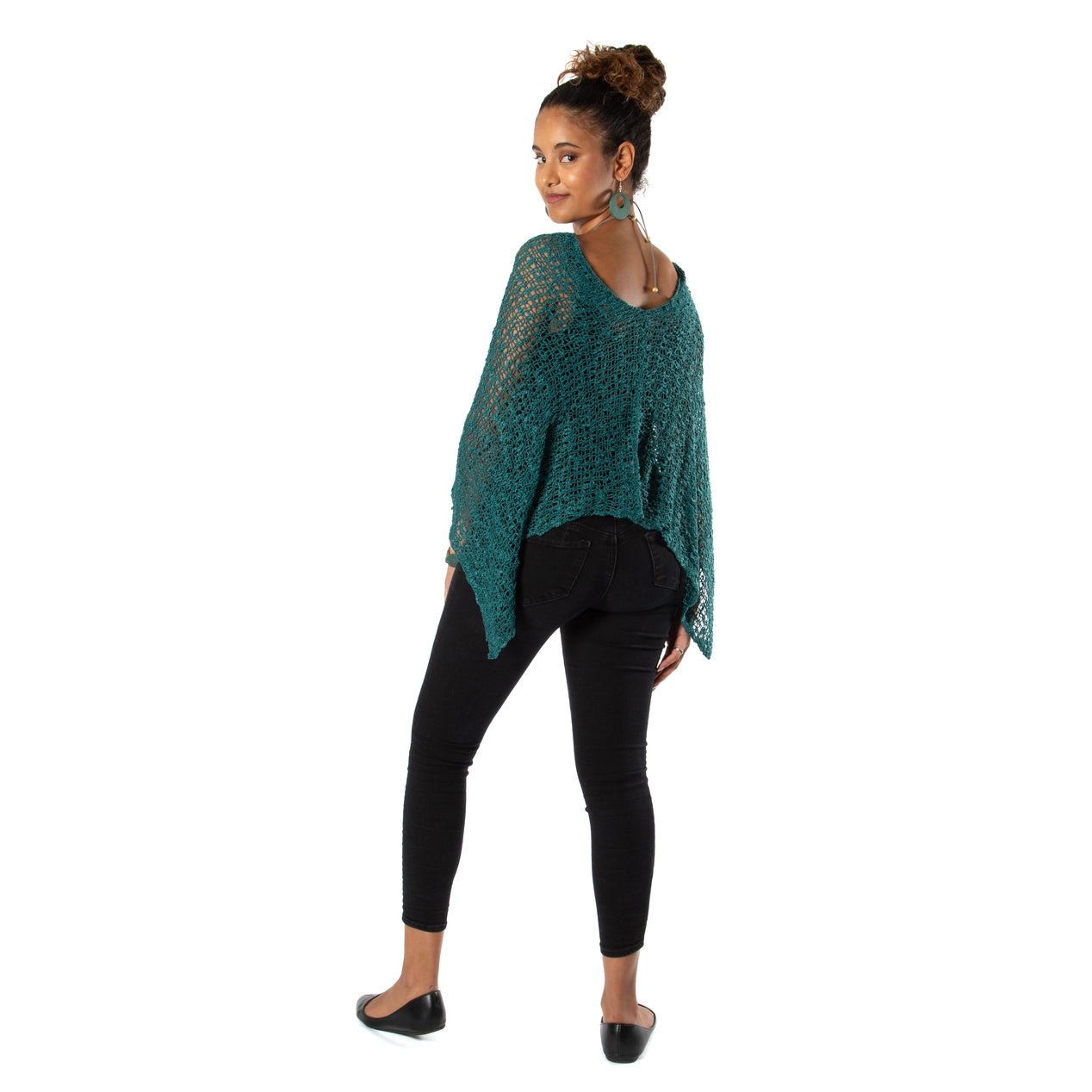 Jade Popcorn Knit PonchoJacketsPosh Boutique