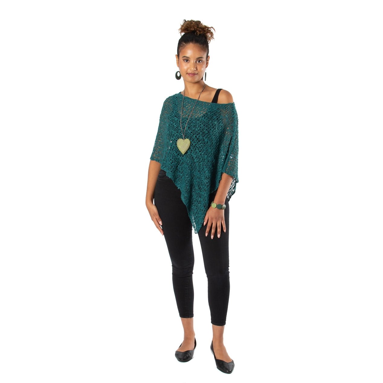 Jade Popcorn Knit PonchoJacketsPosh Boutique