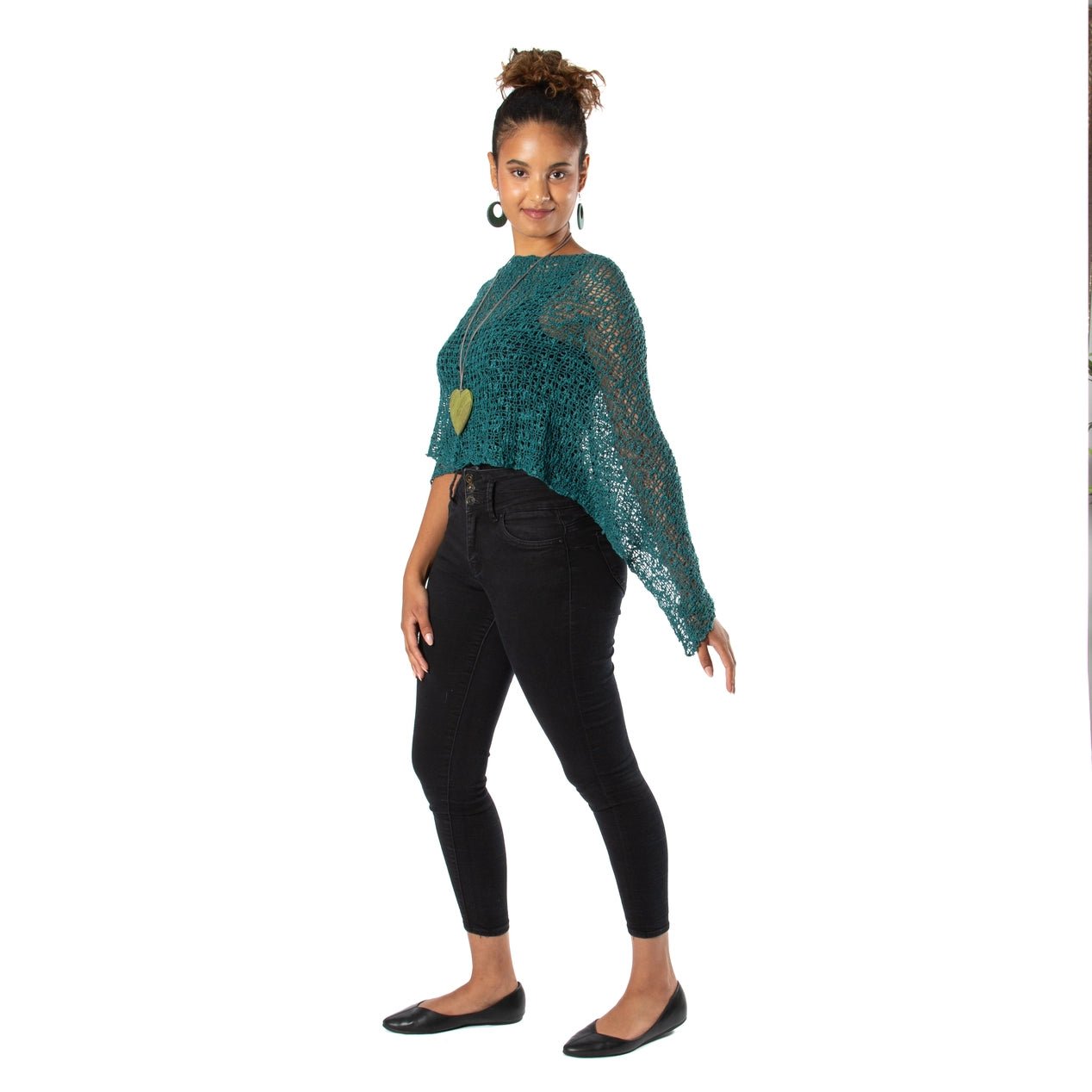 Jade Popcorn Knit PonchoJacketsPosh Boutique