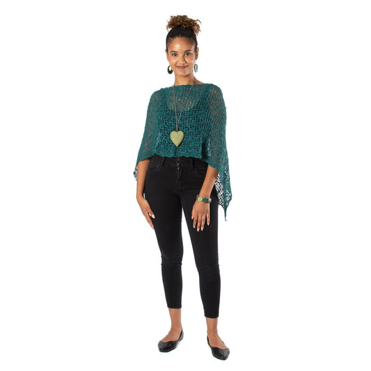 Jade Popcorn Knit PonchoJacketsPosh Boutique