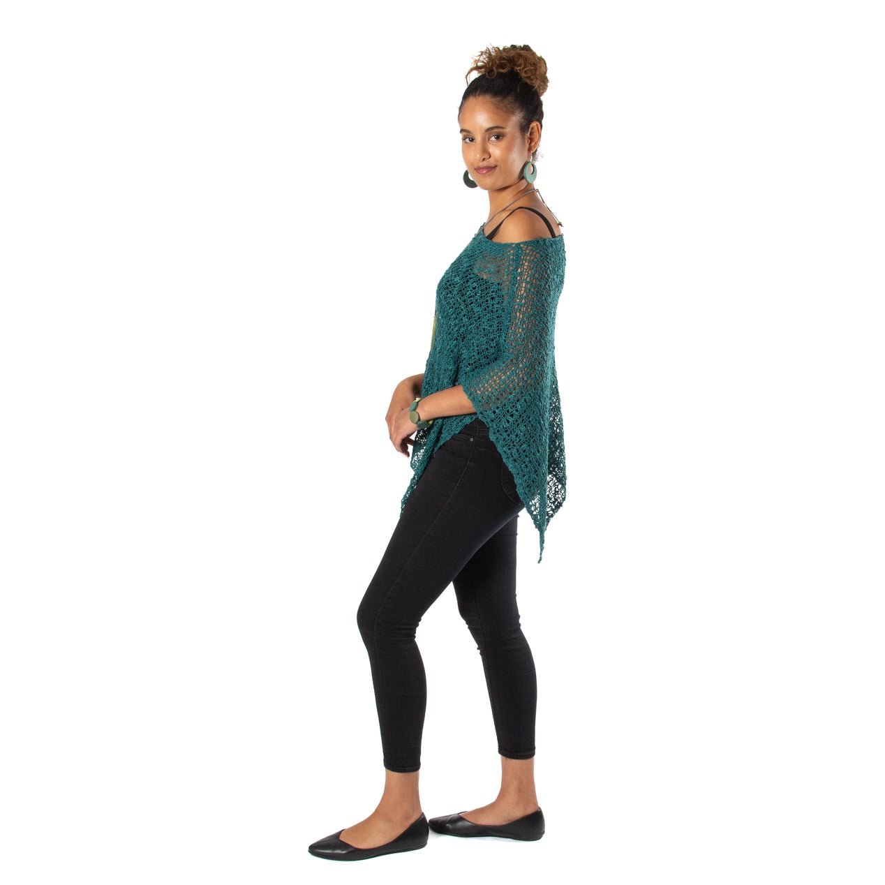 Jade Popcorn Knit PonchoJacketsPosh Boutique