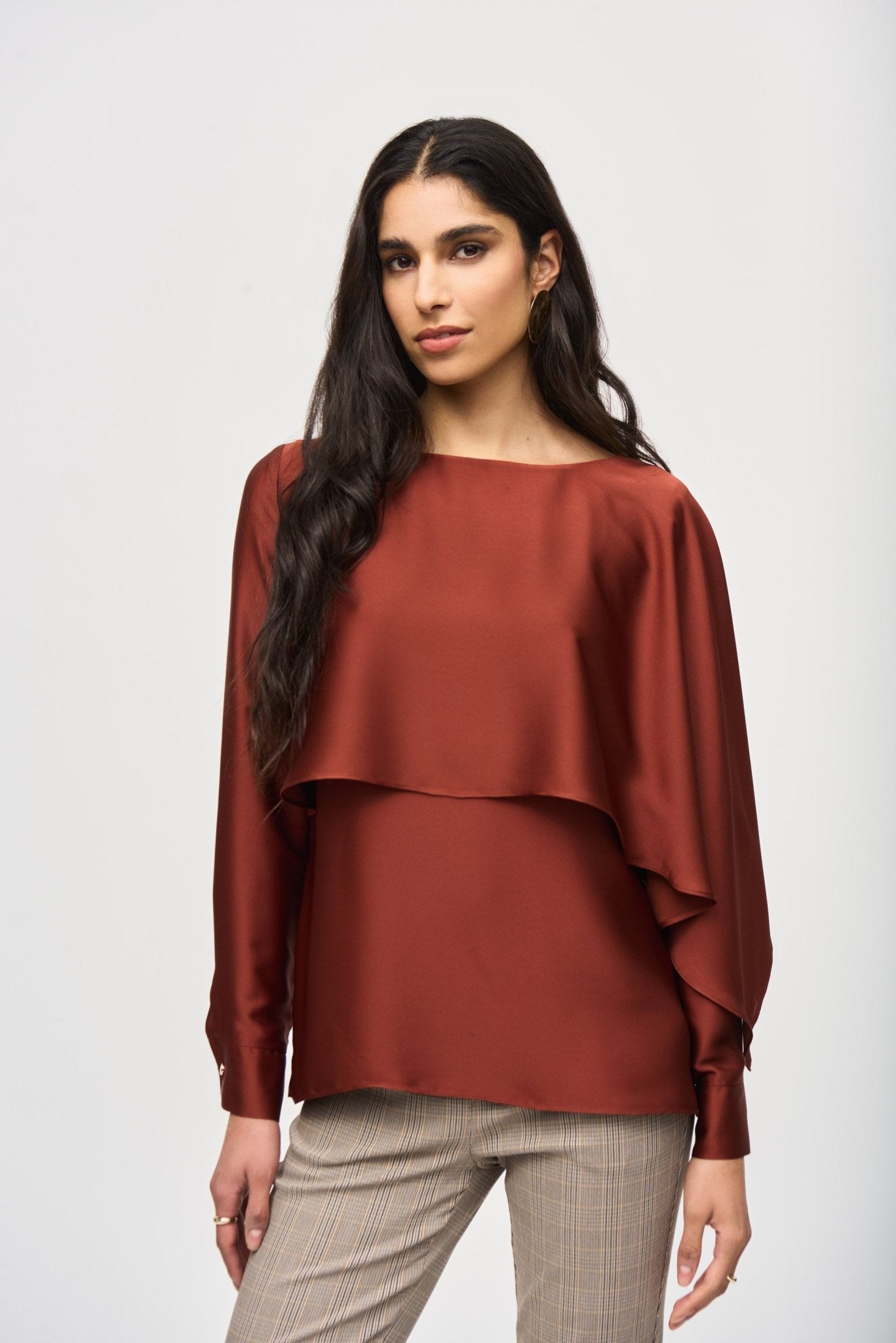 Joseph Ribkoff Satin Flared Cape TopTopsPosh Boutique