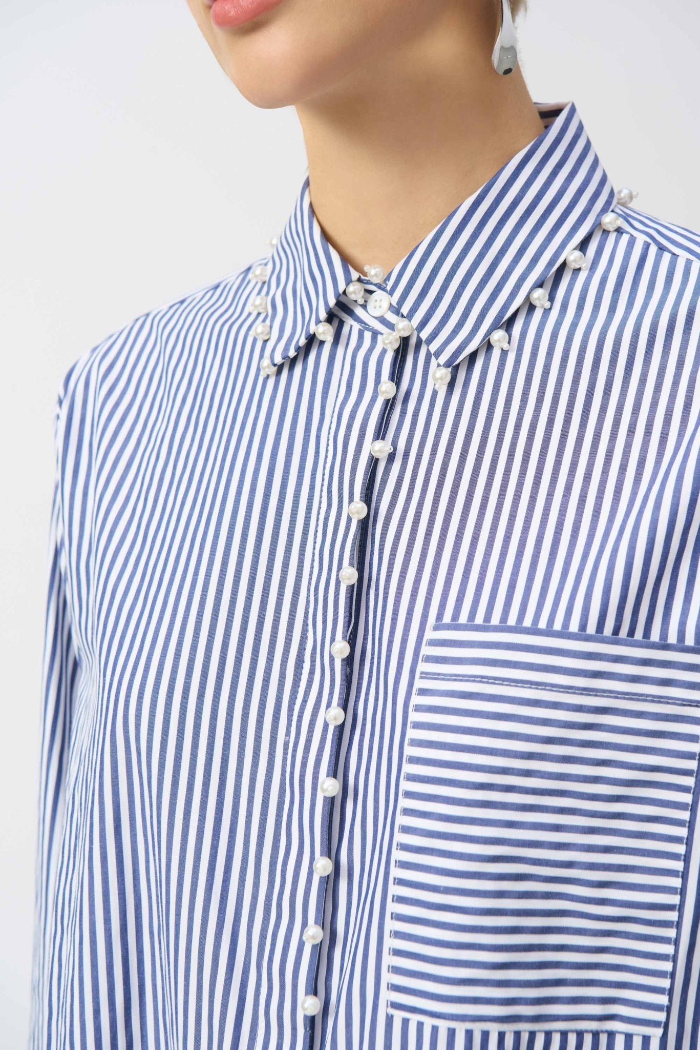 Joseph Ribkoff Striped Pearl ShirtTopsPosh Boutique