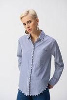 Joseph Ribkoff Striped Pearl ShirtTopsPosh Boutique