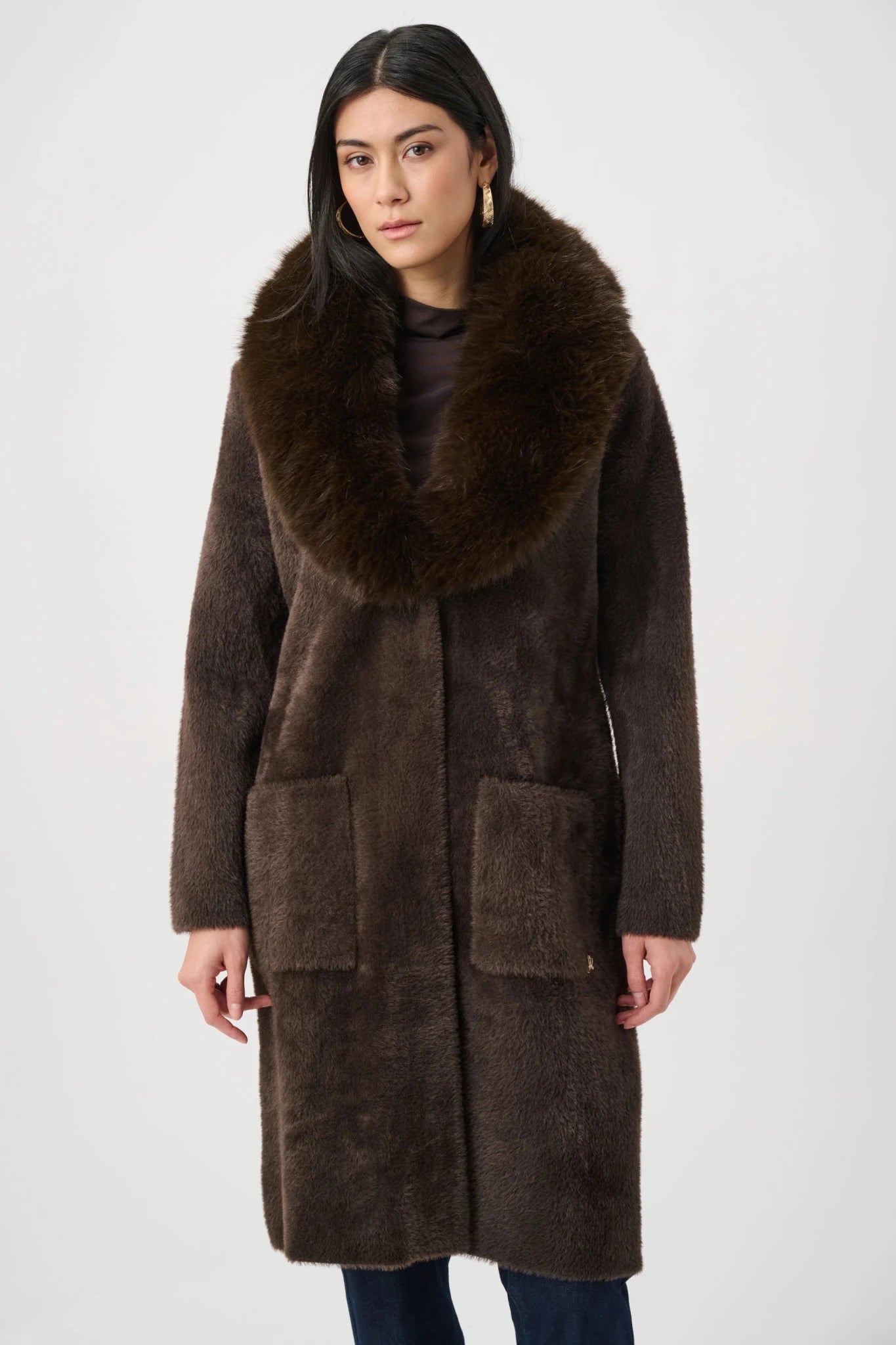 Knit Coat With Detachable Fur CollarPosh Boutique