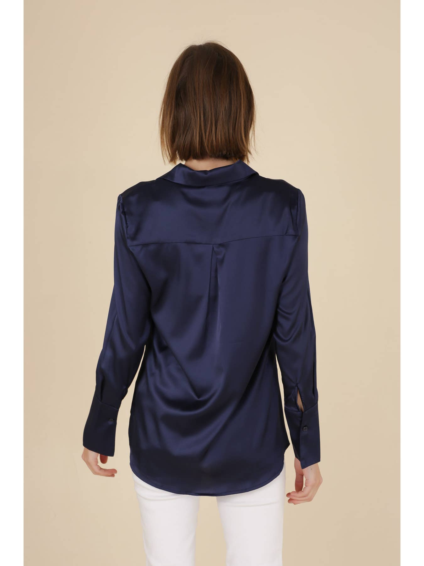 Léa Navy Satin BlousePosh Boutique
