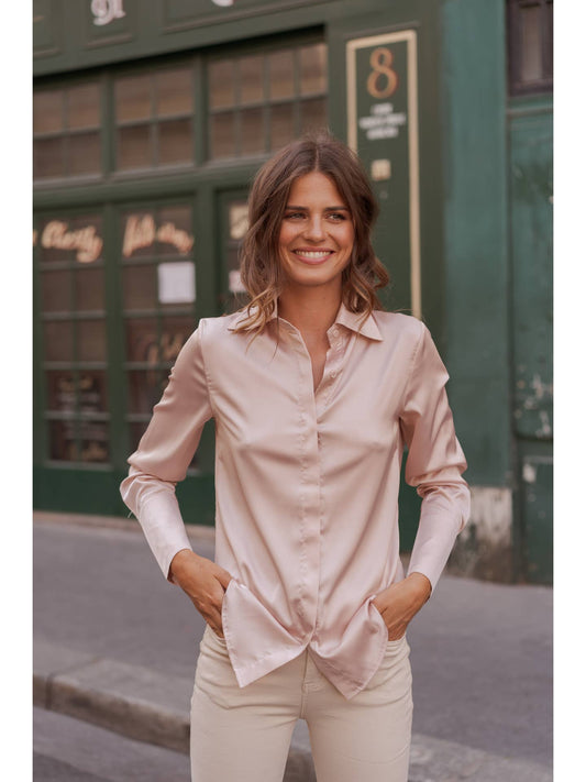 Léa Rose Satin BlousePosh Boutique