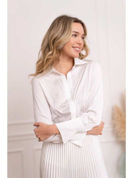 Léa White Satin BlouseblousePosh Boutique