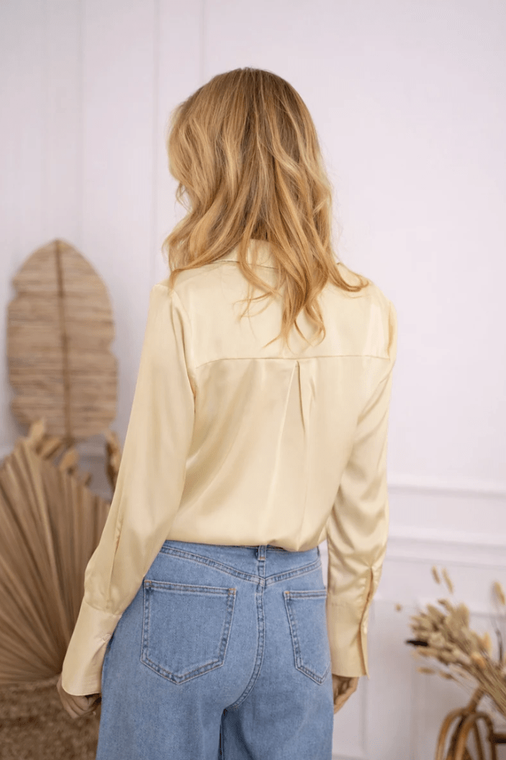 Léa Yellow Satin BlouseblousePosh Boutique